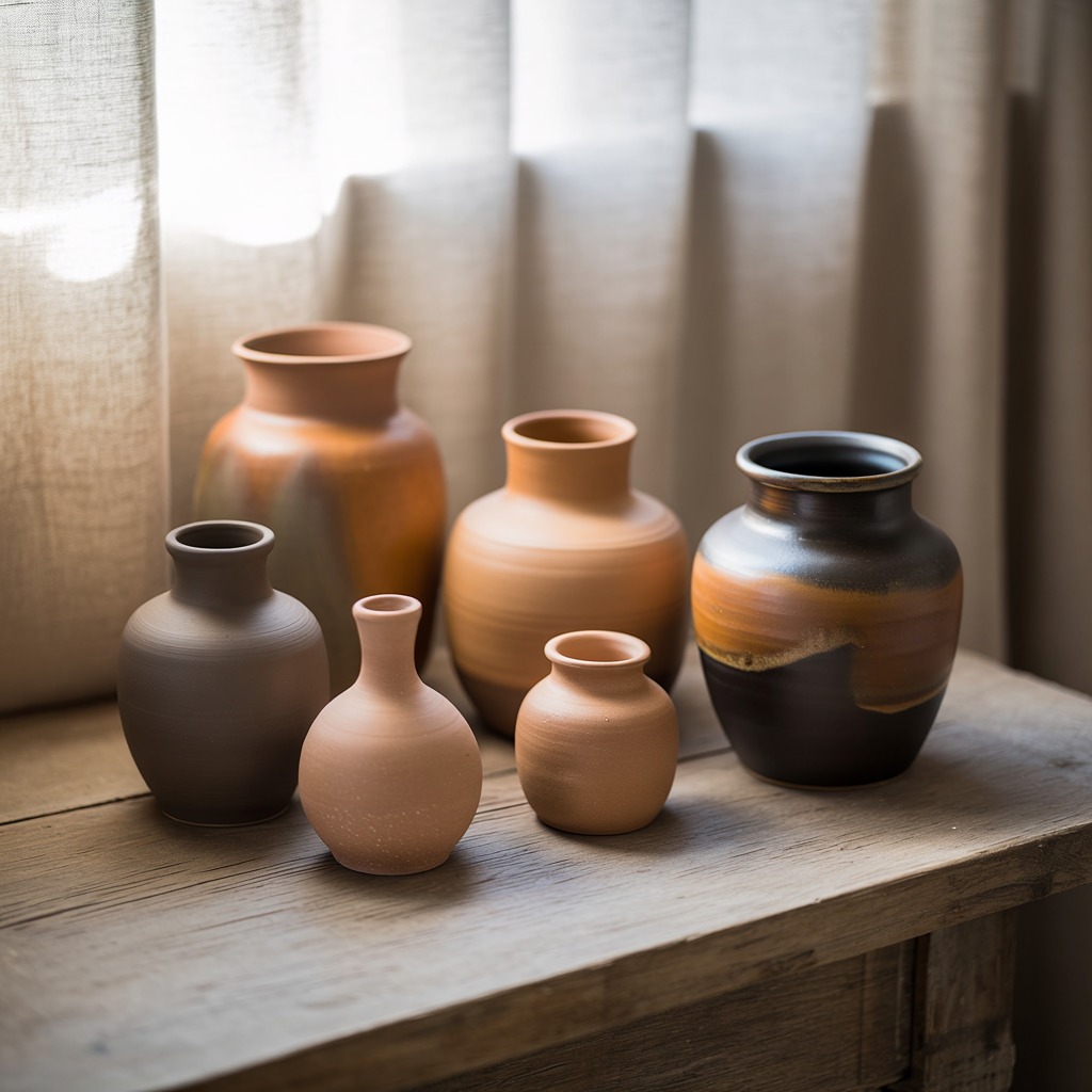 Artisan ceramic vases and decorative pieces